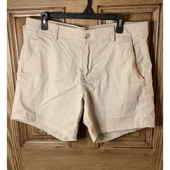 Chaps Shorts Men's 34 Easy Care Flat Front Chino Khaki Tan - Picture 1 of 5
